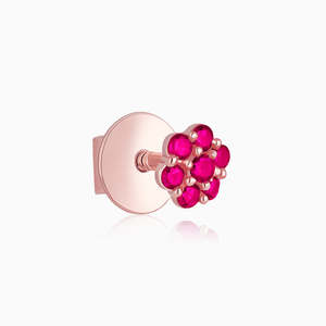 Rose Gold Magenta Flower Stud Kids Pendientes Elegante Kid's Jewelry - Product Image 6