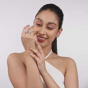 Anillo de Baguette de plata azul agua, joyería de piedras preciosas geométricas, Diamante de corte esmeralda, incrustación de ajuste de bisel chapado en rodio certificado IGI - Product Image 4