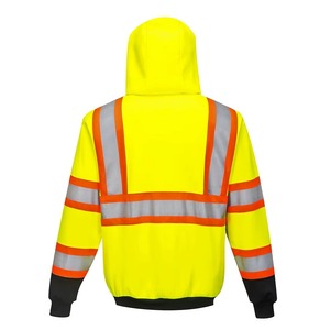 Por encargo de alta calidad de la cremallera reflectante 3M de dos tonos de lana ropa de trabajo con capucha para la noche de seguridad en carretera al por mayor chaqueta protectora - Product Image 4
