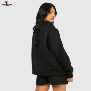 Nouveau modèle de pull Winters 100% coton col roulé fermeture éclair sweat court pour femme logo personnalisé pull sweat pour femme - Product Image 4