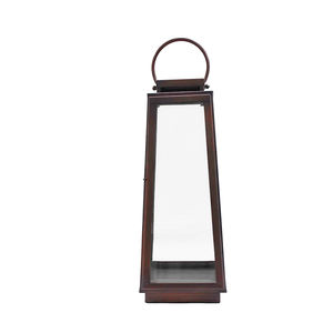 Farol Mediano de Acero Inoxidable con Vidrio Biselado de 5 MM en Acabado Bronce para Decoración de Bodas y Decoración del Hogar y Jardín - Product Image 1