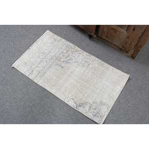 พรมวินเทจ, พรมตุรกีขนาด 1.6x2.9 ฟุต, พรมขนสัตว์สีขาวไล่เฉด - Product Image 4
