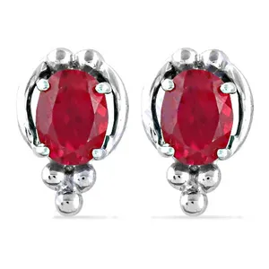 Boucles d'oreilles pendantes tendance pour femme, style vintage, avec rubis, en argent, or blanc et or jaune, serties de diamants - Bijoux en pierres précieuses certifiées - Product Image 2
