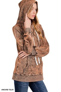 Made in Pakistan Latest Style Streetwear <b>Women</b> Hoodie Cotton <b>Fleece</b> Acid Wash Vintage Custom Logo <b>Women</b> Washed Hoodie - Product Image 3