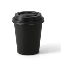 Cangkir Kertas Bio-Coated Ø 80 mm 8Oz 200Ml Hitam Dinding Tunggal Untuk Minuman Panas Latte Cafe - 1000 pcs/karton