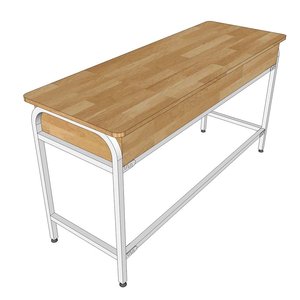 Bureau d'enseignant double moderne UNI 04 avec tiroirs, en bois d'hévéa et pieds en fer, assemblage requis PSD022 - Product Image 5