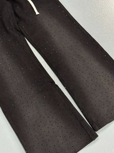 Pantalones de chándal apilados con lavado ácido de peso pesado para hombre 2024, cintura media de calidad con diamantes de imitación - Product Image 5