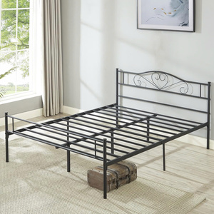 Heavy Duty Metal <b>Platform</b> <b>Bed</b> <b>Frame</b> with Headboard and Steel Slats, Noise-Free Mattress Foundation, No Box Spring Needed - Product Image 3