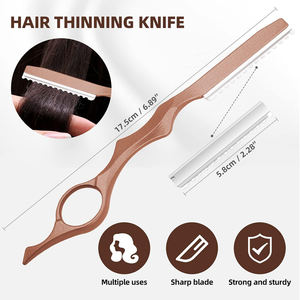 Juego de tijeras de corte de pelo, tijeras de adelgazamiento, tijeras de peluquería recubiertas de Color cobre, Kit de corte de pelo con estuche de cuero con cremallera - Product Image 4