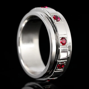 925 Sterling <b>Silver</b> Ruby <b>Spinner</b> <b>Ring</b> Men's Fidget <b>Ring</b> July Birthstone Wedding Band Custom Jewelry - Product Image 1