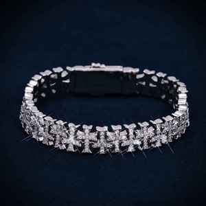 Unique Iced Out Rhodium Plated Moissanite <b>Cross</b> Tennis Bracelet Diamond Trendy Vintage Design Wedding Gift 925 Sterling Silver - Product Image 4