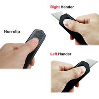 Couteau utilitaire rétractable de sécurité OEM, industriel/bricolage, ambidextre, manche en aluminium/plastique, lame trapézoïdale SK2 0,6 mm, ouverture par glissement