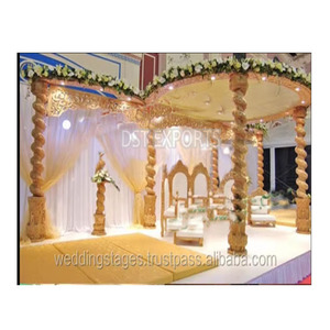 Wedding Spiral Wooden Mandap Set DST Exports Custom High Quality Round Hindu Wedding Solid Wood Mandapam Manufacturers Sale <b>UK</b> - Product Image 1