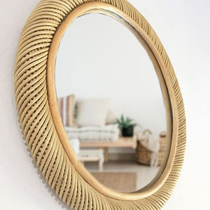 Modern Wall Decoration Vintage Rattan Art <b>Round</b> <b>Mirror</b> - Product Image 3