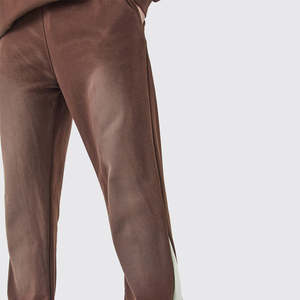 OEM Pantalon de survêtement marron solide de meilleure qualité délavé à l'acide pour hommes Pantalon de jogging surdimensionné en tissu respirant à taille élastique pour hommes - Product Image 5