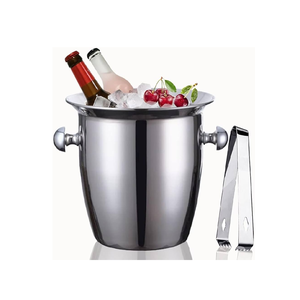 Seau à vin en acier inoxydable avec bouton Support de table Seau à champagne Refroidisseur de vin avec support pour forme ronde - Product Image 5