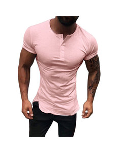 เสื้อยืดมีกระดุมคอกลมสำหรับผู้ชายเสื้อยืดสีแบบกำหนดเองขนาดเองได้ - Product Image 5