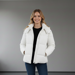 Blouson matelassé personnalisé pour femme, coupe décontractée, à capuche, couleur unie, imperméable et respirant, idéal pour l'extérieur et l'hiver - Product Image 2