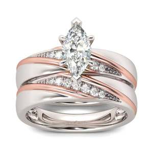 Anillo de Plata de Ley con Corte Marquesa Diagonal Jeulia - Joyería Fina - Product Image 2