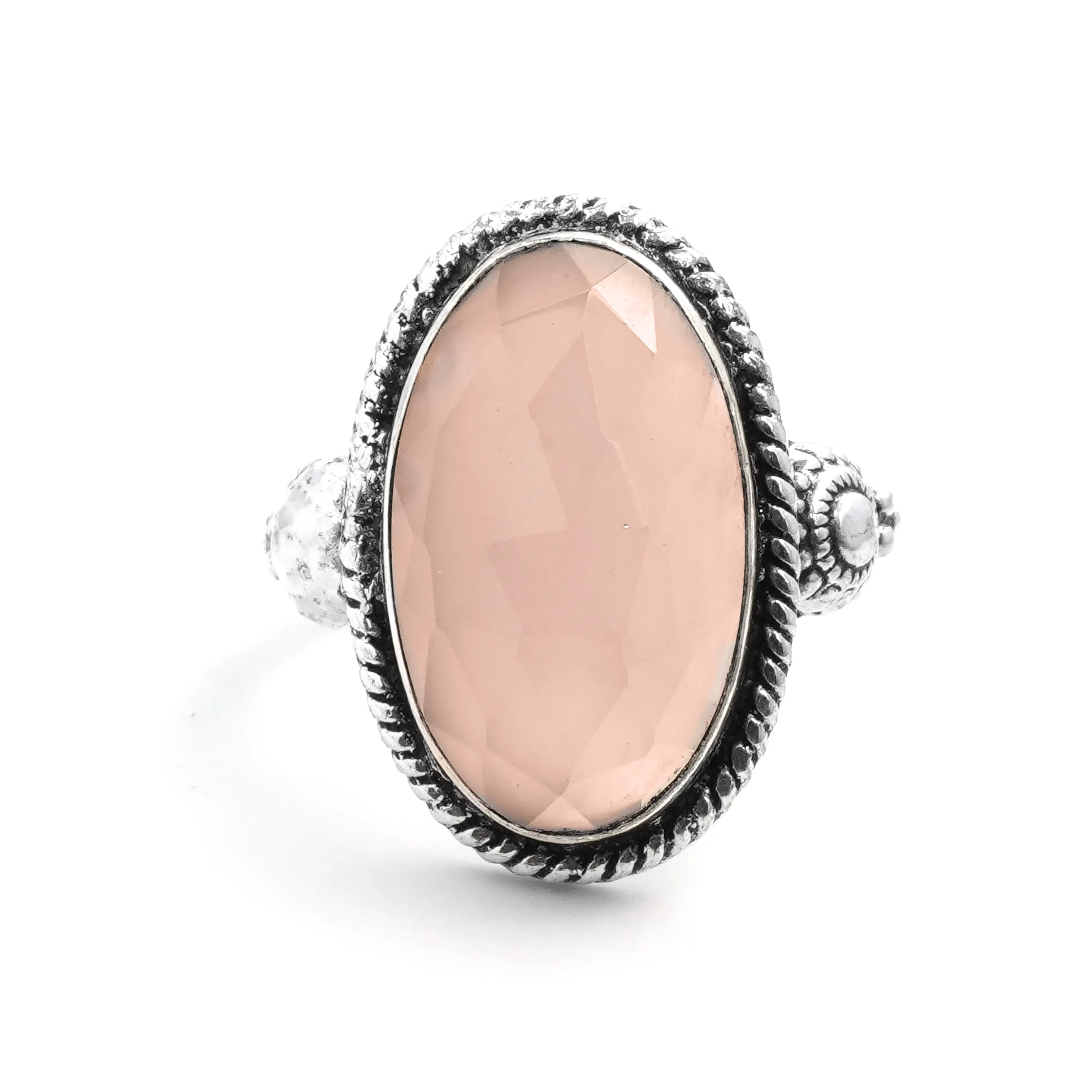 Solid 925 Sterling Silver Natural Rose Quartz Stone Jewelry Oval Unique Wedding Party Gift Made In India Women Gemstone Ring