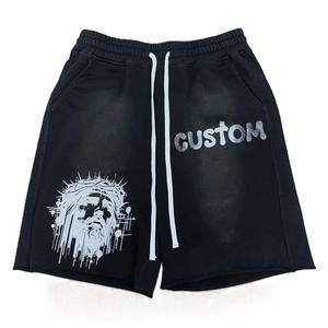 Pantalones Cortos Deportivos Casuales de Algodón 100% Lavados al Ácido, Estilo Urbano, Marca Personalizada, Fabricante de Pantalones Cortos Vintage con Cordón para Hombre - Product Image 1