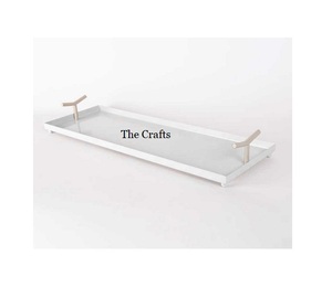 Plateau alimentaire en acier inoxydable en vrac avec couvercle en acrylique et bouton en bois, qualité supérieure, forme carrée, plateau de service pour desserts - Product Image 4