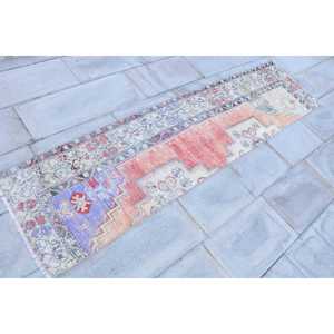Vintage <b>Runner</b> Rug 1.9x7.5 ft, <b>Red</b> Blue Persian Rug Wool - Product Image 3