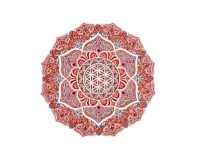 Mandala Om de múltiples capas de madera 3D, recorte decorativo de tono de doble color, decoración montada en la pared del hogar, decoración colgante, 7 Chakras