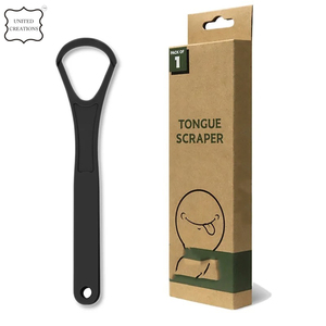 แผ่นรองลิ้นสุขอนามัยช่องปากแผ่นรองลิ้นสแตนเลสสีดำที่ทำความสะอาดลิ้นที่ขูดลิ้นโลหะคุณภาพดีใหม่ทำความสะอาดปาก - Product Image 3