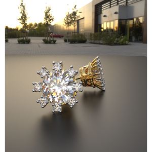 Avarta 2 Carat Solitaire Sunflower <b>Stud</b> Earrings Sterling <b>Silver</b> with 5A Grade American Diamonds Gold Polish for Girls & Women - Product Image 4