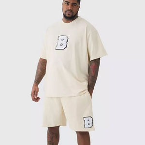 Conjunto corto personalizado logotipo frontal verano hombres chándal abajo hombro manga camisa pantalones cortos conjuntos para hombres Casual Streetwear traje de 2 piezas - Product Image 4