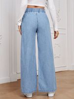Jean cargo droit taille mi-haute en denim extensible pour femme grande taille, brodé, écologique et confortable pour le quotidien