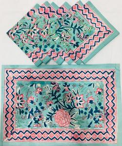 Jaipur hecho a mano 100% algodón manteles individuales bloque tradicional impreso comedor manteles individuales étnico indio algodón comedor esteras - Product Image 1