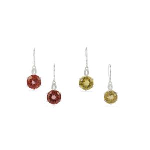 Pendientes de Cristal - Cuarzo Amarillo Fireball con Circonita Blanca en Plata de Ley 16.81 Quilates - Product Image 2