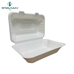 กล่องหอยฝา9x6 "ภาชนะบรรจุอาหารทำจากชานอ้อยที่ปลอดภัยและย่อยสลายได้ทางชีวภาพด้วยวัสดุเส้นใยจากพืชที่ยั่งยืน - Product Image 1