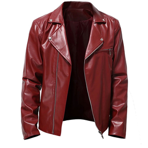 Veste de mode pour hommes vestes en cuir véritable automne couleur unie populaire Simple décontracté pour la veste en cuir pour hommes - Product Image 1
