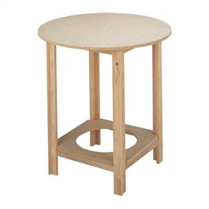 WELL HOME Mesita de Noche Redonda de Madera con Base de Pedestal, Acabado Sin Barnizar, 100x100x75 cm - Product Image 1