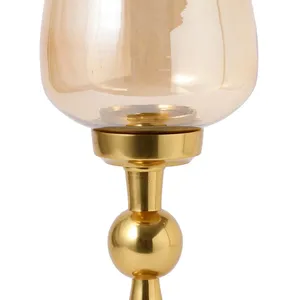 Candelabro Moderno Minimalista de Metal Dorado de Lujo con Base Cilíndrica para Velas Decorativas de Boda - Product Image 2
