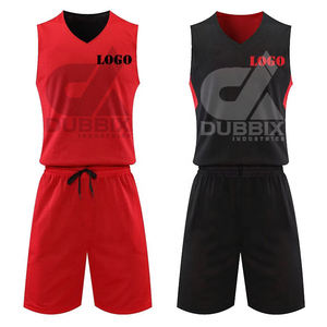 Conjunto de Uniforme de Baloncesto Personalizable para Jóvenes, Rojo, Azul Marino, Doble Malla Transpirable, Mangas Cortas, 3D, para Deportes de Verano e Invierno - Product Image 3