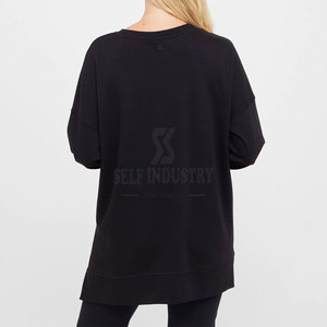 Long Sleeves <b>Women</b> <b>Longline</b> <b>Sweatshirt</b> Cotton Made In Pakistan Wholesale <b>Longline</b> <b>Women's</b> <b>Sweatshirt</b> - Product Image 2
