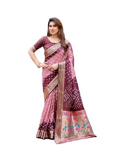 Latest Designer Bandhej Paithani Silk Heavy Saree with Blouse Pieces New Collection <b>Indian</b> & <b>Pakistani</b> <b>Clothing</b> - Product Image 1