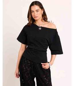 เสื้อยืดผู้หญิงแขนสั้นพิมพ์ลายสไตล์สตรีทแวร์ทรงหลวมใส่สบายเป็นมิตรกับสิ่งแวดล้อมสำหรับฤดูร้อน - Product Image 1