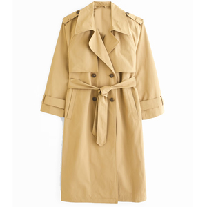 Gabardina Larga Vintage para Mujer, Corte Entallado, con Cinturón |   Ropa de abrigo 100% lana ecológica al por mayor, personalizada OEM ODM - Product Image 6