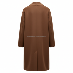 Abrigo de lana doble botonadura color carbón para mujer, fabricante OEM y de marca privada - Product Image 2