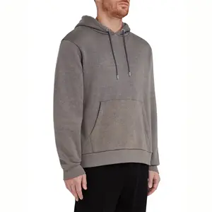 Venda quente Pesada Tela Impressa Hoodie Bordado Francês Terry Ácido Wash Hoodies Algodão Respirável Hoodies & Moletons dos homens