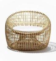 Chaise longue ronde en rotin naturel faite à la main avec coussin Sièges tissés intérieurs et extérieurs pour meubles de maison et salon