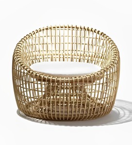 Sillón de ratán redondo hecho a mano natural con cojín para interiores y exteriores, asientos tejidos para muebles del hogar y sala de estar - Product Image 3