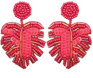 Pendientes Colgantes Hechos a Mano con Diseño de Flores y Hojas Bordadas con Cuentas, Acabado Elegante, Joyería de Lujo para Fiestas, Hiba Enterprises - Product Image 5