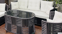 Ensemble de canapés de jardin Palermo en rotin/ossier tressé, mobilier d'extérieur moderne pour salle à manger, salon, hôtel et villa