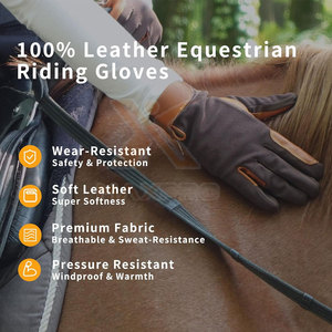 Gants d'équitation d'hiver fabriqués au Pakistan, vente en gros, haute qualité, cuir/spandex durable, doigts entiers, unisexe - Product Image 5